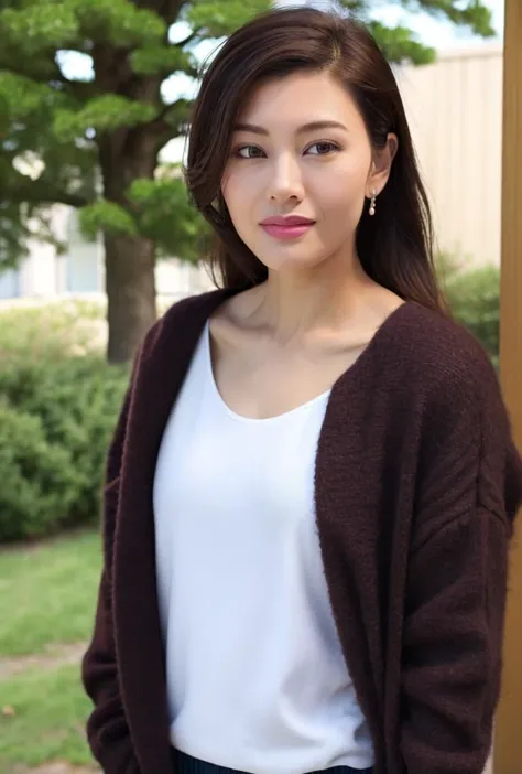 <lora:lijiaxin:0.92:lbw=1,0,0,0,1,1,0,0,1,1,1,1,1,1,1,1,1>lijiaxin face,lijiaxin body,lijiaxin sex,(highres:1.67),
 jewelry, 1girl, solo, earrings, black hair, long hair, blurry, blurry background, photo \(medium\), realistic, brown eyes, blurry foreground, lips, depth of field, upper body, motion blur, tree, photo background, pov, brown hair,building, 3d, city, house, outdoors, looking at viewer, day,white clothes,
