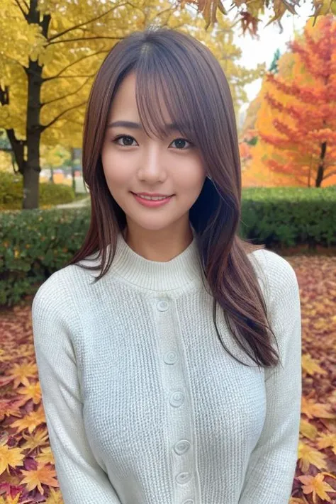 1girl,(wearing an autumn outfit:1.2),(RAW photo, best quality), (realistic, photo-realistic:1.4), masterpiece, an extremely delicate and beautiful, extremely detailed, 2k wallpaper, Amazing, finely detail, extremely detailed CG unity 8k wallpaper, ultra-detailed, highres, soft light, beautiful detailed girl, extremely detailed eyes and face, beautiful detailed nose, beautiful detailed eyes,cinematic lighting,(autumn scenery:1.3),perfect anatomy,slender body,smiling <lora:hirajimanatsumi_lora:0.8>