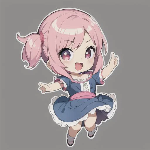 ((masterpiece, best quality)),a girl, ((chibi)), full body, pink hair, happy, dancing,  <hypernet:Toru8pWavenChibi_wavenchibiV10a:0.5>