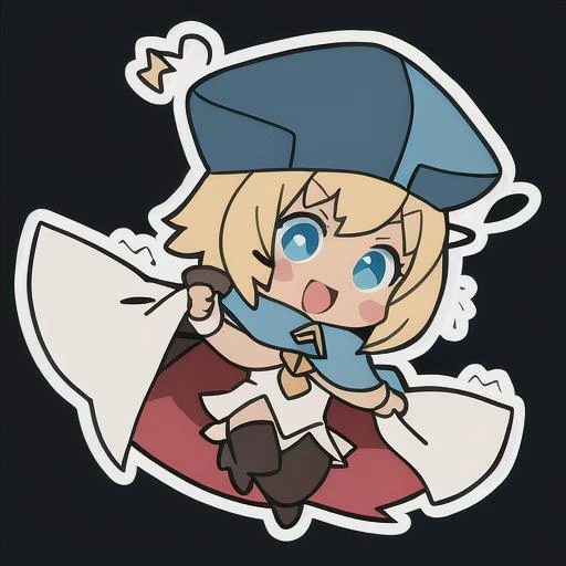 emoji, simple background, 1girl, solo, black background, outline, xelor, looking at viewer, floating, dynamic pose, happy emotion, mage, time mage, tech mage, hat, cape, (portrait)