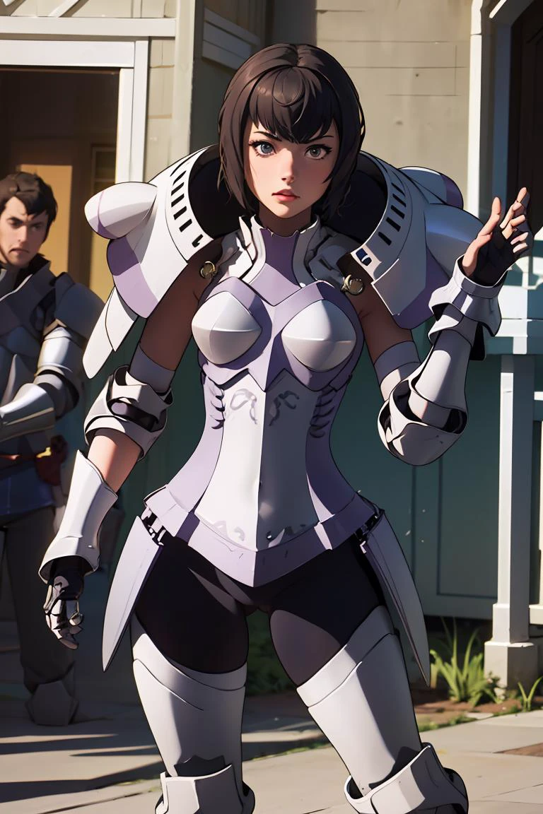 (masterpiece, best quality), 1girl, <lora:kjelle-nvwls-v1:1> kjelle, pauldrons, armor, bodysuit, armored boots, gauntlets