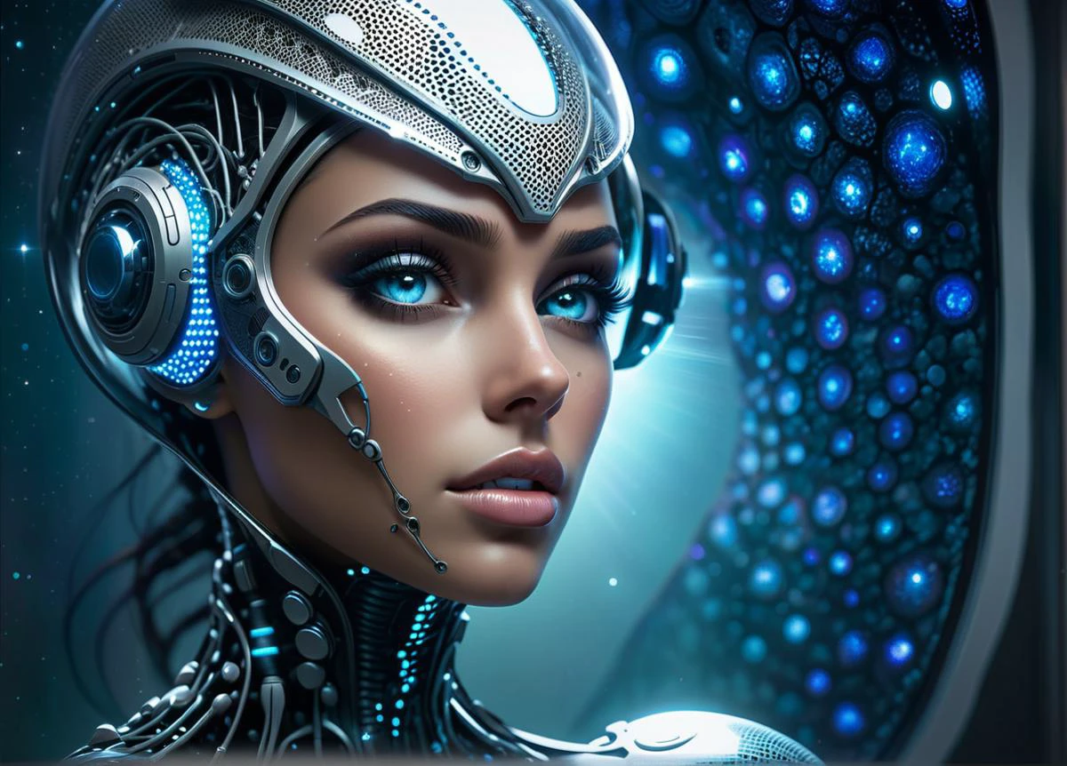 concept art of a neural network bioengineered woman, natural skin, trypophobia:0.8, from the side, looking at viewer, cowboy shot, dark nebula background, futuristic scifi lab background,
physically based unbiased rendering, natural lighting, extremely high-resolution details, photographic, realism pushed to extreme, fine texture, 4k, ultra-detailed, high quality, high contrast,
<lora:DetailedEyes_V3:0.8> <lora:Randommaxx_dark_offset_v1.1_lora_fp16:0.5>
