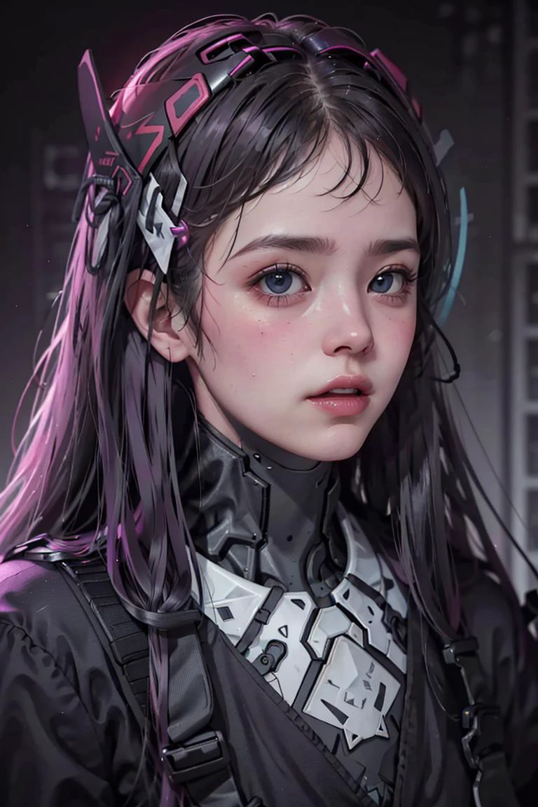 (masterpiece, best quality, photorealistic, detailed shiny skin:1.2), flawless, 8k, RAW, highres, path, night,
1girl, wearing (((cyberhelmet))), upper body, face focus, looking at viewer, <lora:cyberhelmetWearable_cyberhelmetv02:1>,