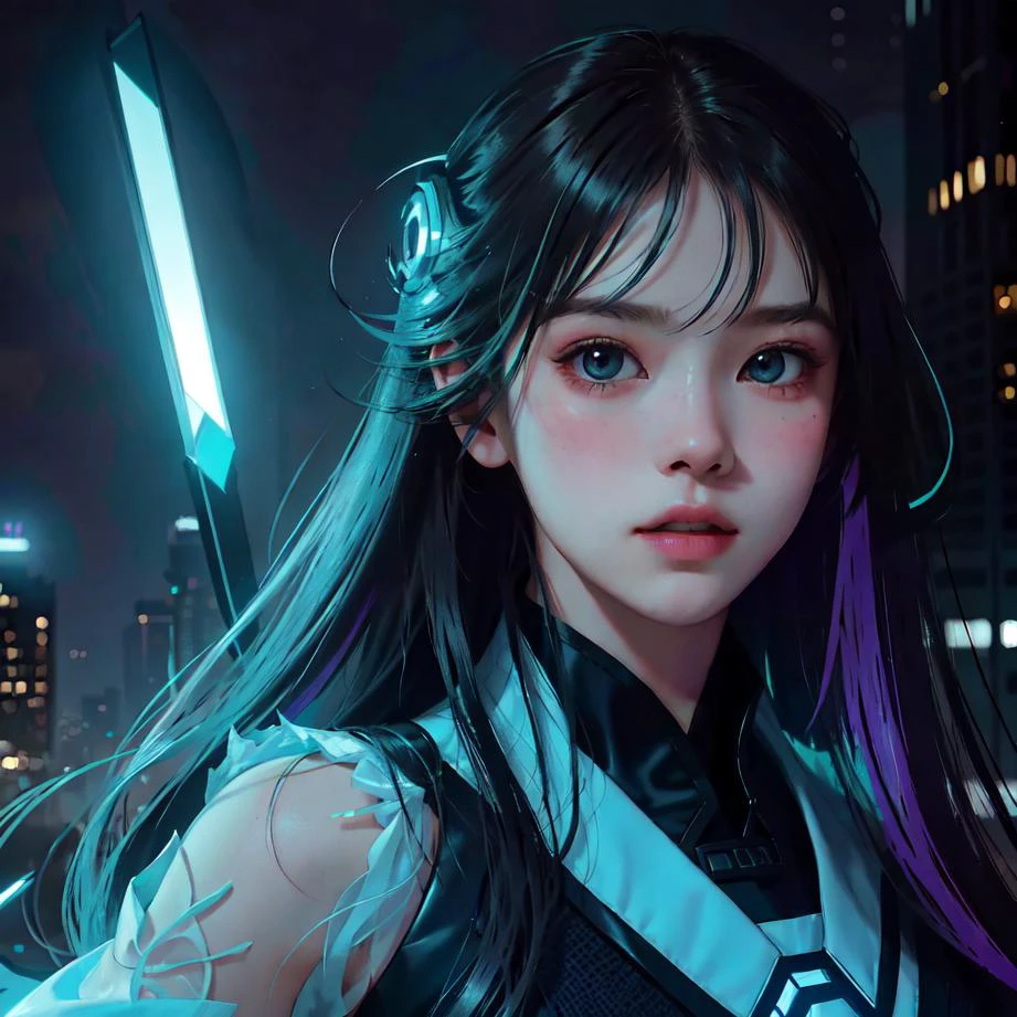(best quality,masterpeace),(model shot, photorealistic, immense details,extreme close-up, dynamic pose),(perfect composition, golden ratio exposition), finely detailed eyes, looking at viewer, 4k skin texture,
In a bustling and vibrant city of the future, a determined young girl with intricate and vividly colored hair strides down a neon-lit street, decked out with a high-tech helmet that glows with a pulsating energy. The cityscape is a dizzying array of holographic ads, towering skyscrapers, and flying cars, all bathed in a neon glow that hums with life and energy. The girl's expression is one of fierce determination, as if she has a mission to accomplish no matter what obstacles lie in her path. The overall mood is one of excitement and a sense of limitless possibility, with a futuristic and sci-fi aesthetic. In the style of Blade Runner, with a gritty and cinematic feel,
,dim lighting, ,
<lora:epiNoiseoffset_v2:0.7>