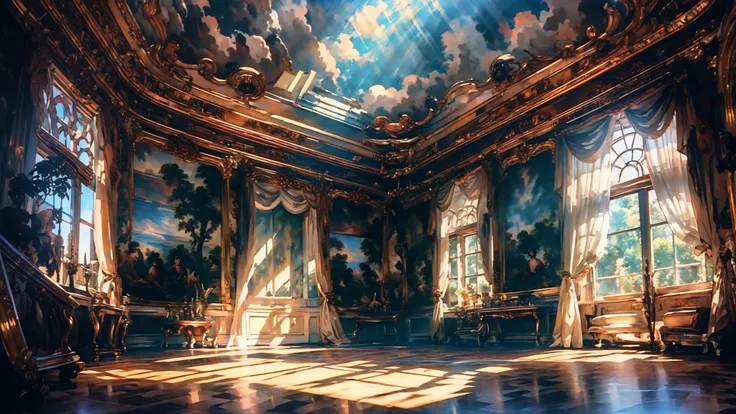 (wide shot, wide-angle lens,Panoramic:1.2),super vista, super wide AngleLow Angle shooting, super wide lens,
Rococo stylesolo, bare shouldersstrapless dresssunbeamsunlightmedium breasts,
curtainstreelight raysreflectionlong hairstairs
<lora:~Q?-mSSlu; Rococo style:1>