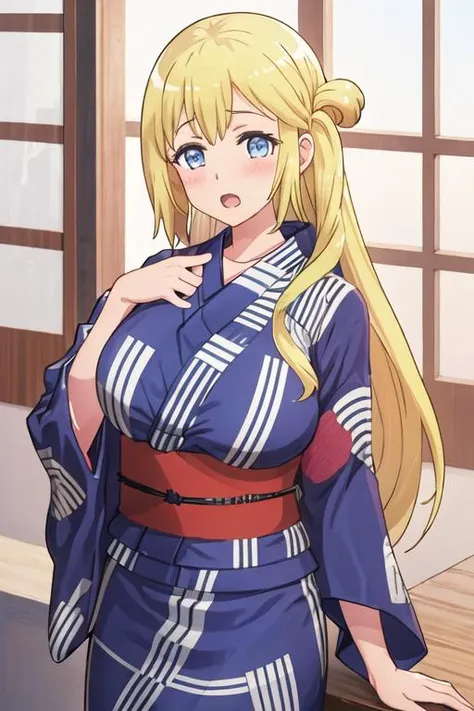(high quality,Very detailed:1.37, High resolution), Woman, Serval Landau, kimono, long kimono, large breasts, (wetting herself:1.5), (standing:1.5), embarrassed, humiliation, (sweating:1.5), (blushing:1.5), Meticulous details, (extremely detailed eyes:1.37), (arms crossed:1.5)