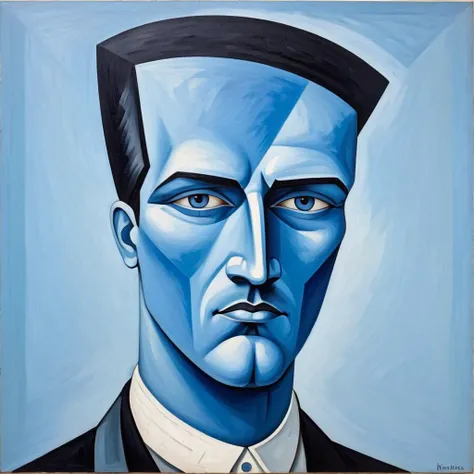 Cubist artwork <lora:FF-Style-Kazimir-Malevich.LoRA:1> in the style of kazimir malevich, kazimir malevich style, kazimir malevich art, kazimir malevich, a painting of a man with a blue face, cubism style, inspired by Josef apek, cubist style, cubist picasso, abstract face, synthetic cubism, heavy cubism, modern cubism, inspired by Karel Kl, inspired by Ivan Generali, cubist, futuristic cubism, cubist painting . Geometric shapes, abstract, innovative, revolutionary