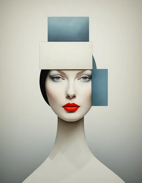 Cubist artwork <lora:FF-Style-Kazimir-Malevich-v2.LoRA:1> in the style of kazimir malevich,kazimir malevich style,kazimir malevich art,kazimir malevich,a woman with a red and blue hat and a geometric pattern, geometric abstract beauty, symmetrical vogue face portrait, in style of digital illustration, stylized beauty portrait, by Zofia Stryjenska, futuristic woman portrait, abstract portrait, in style of digital art, detailed face with red lips, asymmetrical portrait, stunning digital illustration, art deco portrait . Geometric shapes, abstract, innovative, revolutionary