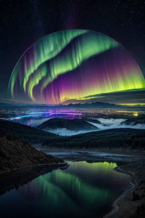Crystal mountains, glass, reflections, fisheye effect, vibrant lights, aurora, backlit, floating in aether, universe, portal in space, mists, <lora:more_details:0.4>, (8k, RAW photo, best quality, ultra high res, photorealistic, masterpiece, ultra-detailed, Unreal Engine)