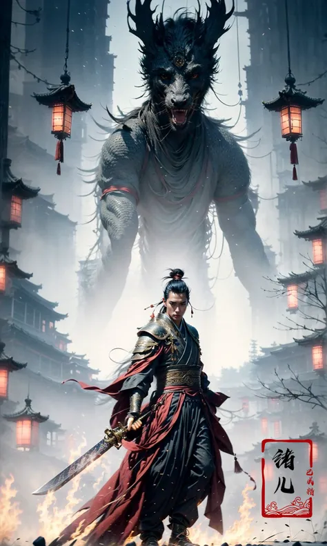 (dramatic, gritty, intense:1.4),masterpiece, best quality, 8k, insane details, intricate details, hyperdetailed, hyper quality, high detail, ultra detailed, Masterpiece, (hand:1.9)
1baysolomale focusblack hairponytaillong hairhair pulled back
sashwide sleevesoutstretched armslong sleevesChinese swordSword in handswordsman
standingtopknotlooking at viewerrealisticbamboo groveChinese architecture
<lora:~Q?-N-VRQswordsman:0.8>