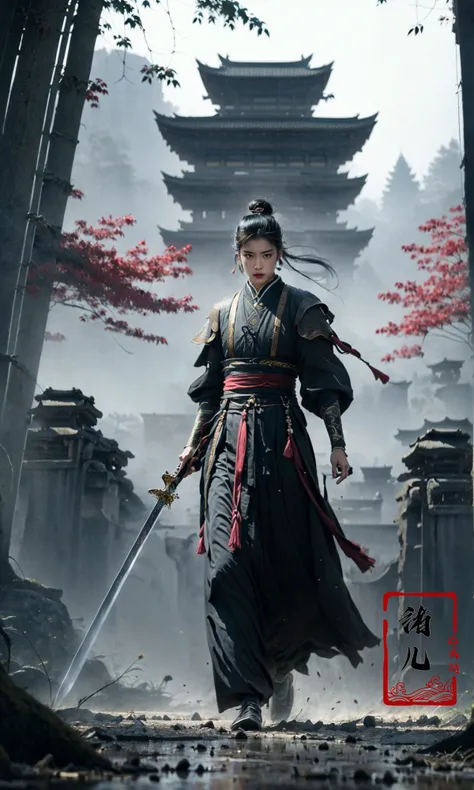 (dramatic, gritty, intense:1.4),masterpiece, best quality, 8k, insane details, intricate details, hyperdetailed, hyper quality, high detail, ultra detailed, Masterpiece,
1girl,solo, hanfu,dress,red ribbon,jewelry,wind,long sleeves,long hair, hair ornament,tassel, (full body:1.1),
holding weapon, sword,
looking at viewerrealisticbamboo groveChinese architecture
A shot with tension(Visual impact,giving the poster a dynamic and visually striking appearance:1.2),Chinese Zen style,impactful picture,
<lora:~Q?-N-VRQswordsman:0.9>