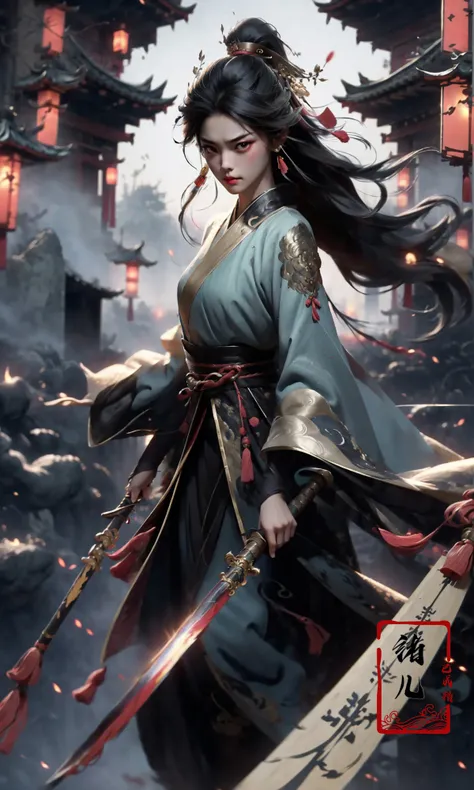 (dramatic, gritty, intense:1.4),masterpiece, best quality, 8k, insane details, intricate details, hyperdetailed, hyper quality, high detail, ultra detailed, Masterpiece,
1girl,solo, hanfu,dress,red ribbon,jewelry,wind,long sleeves,long hair, hair ornament,tassel, (full body:0.8),
holding weapon, sword,
looking at viewerrealisticbamboo groveChinese architecture
A shot with tension(Visual impact,giving the poster a dynamic and visually striking appearance:1.2),Chinese Zen style,impactful picture,
<lora:~Q?-N-VRQswordsman:0.9>