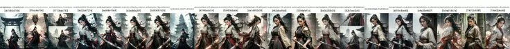 (dramatic, gritty, intense:1.4), masterpiece, best quality, 8k, insane details, intricate details, hyperdetailed, hyper quality, high detail, ultra detailed, Masterpiece, 1girl, solo, hanfu, dress, red ribbon, jewelry, wind, long sleeves, long hair, hair ornament, tassel, holding weapon, sword, looking at viewer, realistic, bamboo grove, Chinese architecture, <lora:swordsman_20230822184207:0.8>