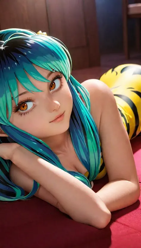detailed semi-realistic art of lum lying down. <lora:lum:0.98>