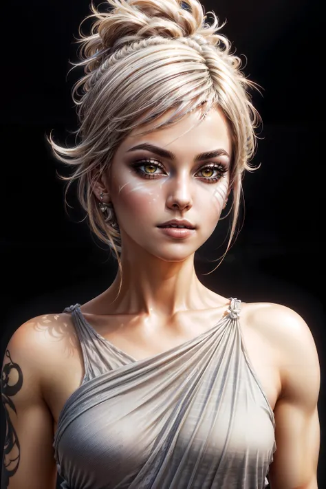 (masterpiece, best quality), intricate details, (Best quality)), ((masterpiece)), ((realistic)), (hyperrealism:1.2), (fractal art:1.2),
(1girl), (perfect face:1.3), <lora:Riven-000016:1> riven \(league of legends\), folded ponytail, short dress, coreset, single pauldron, white hair, black eyeshadow, bare shoulders,yellow eyes,
extreme detailed eyes, colorful, highest detailed, vibrant colors, high contrast,
<lora:add_detail:1>, (8K UHD:1.2), (photorealistic:1.2),