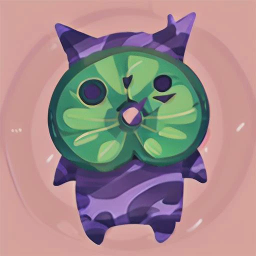 <lora:Korok-v1-a:1> korok, standing, green lilypad face, purple striped body, vector style