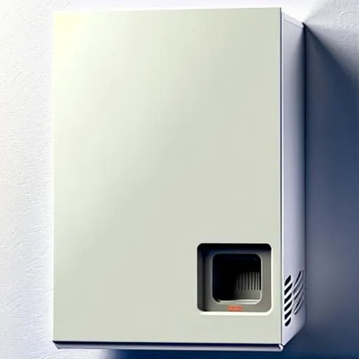 3D product render style,a futuristic Wall-mounted Air conditioning water module, fronted view,white top light,high quality,on a white background,finely detailed,purism,ue 5,a computer rendering,minimalism,octane render,4k