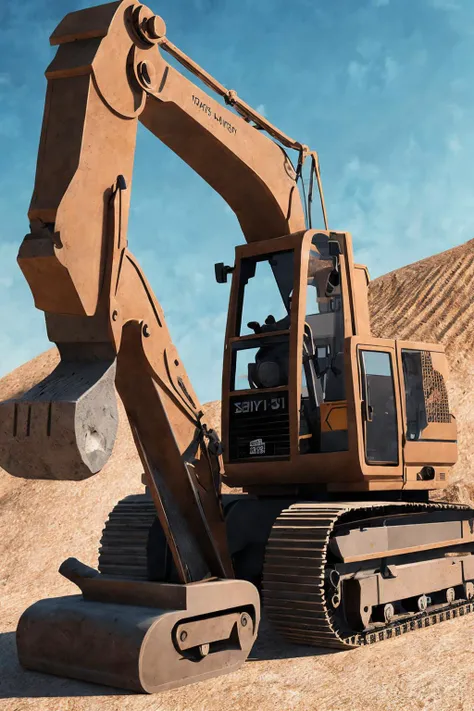 3D Product render style, ((toy excavator:1.15) made of stone:1.1) (inside a gift box:1.25), finely detailed, purism, ue 5, a computer rendering, minimalism, octane render, 4k