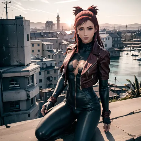 (city ledge, gorgeous view)
(cowboy shot), sfw, (masterpiece), (best quality:1.0), (ultra highres:1.0), detailed eyes, detailed clothing texture, beautiful face, Argilla kneeling, two buns, hands on lap
(red bomber), \(black bodysuit\)
<lora:white bodysuit,see-through,nsfw:0.8> <lora:Argilla_DDS:0.4> <lora:ff7r_style_ned_offset:1>