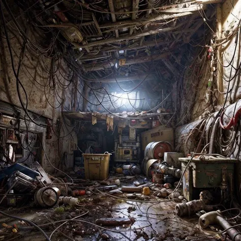 (masterpiece:1.2), (best quality,:1.2), 8k, HDR, ultra detailed, ((photorealistic)), professional light, cinematic lighting, fashion photography, ambient lighting, atmospheric effects, <lora:detail_slider_v4:3>, Wasteland, inside a living room in a bunker, <lora:Wasteland-10:1>, (style-rustmagic:0.2), (Style-SwampMagic:0.2), epiCPhoto