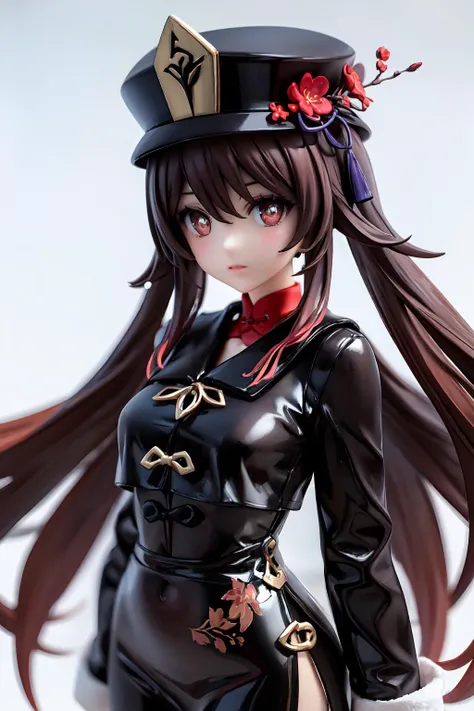 HuTao,1girl,solo,huge filesize,<lora:HuTao_v1.9-By-XieMo:1.1>,(white background:1.3),hat,