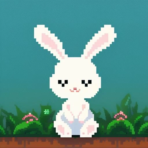 cute bunny,pixel art style,