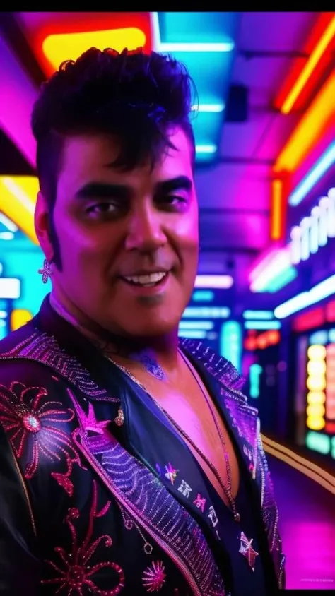 portrait of sks man (p4nter4:1.1) with tattoos in all body, high detailed, high quality, (master piece), blurred neon lights in the background, 4k, 8k, <lora:p4nter4:1>
