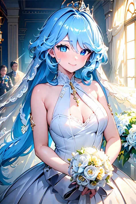 1girl, lady_furina, 
(wedding dress, bouquet:1.4)
(indoors, palace:1.2)
 <lora:lady_furina-000002:0.9>, wallpaper, masterpiece