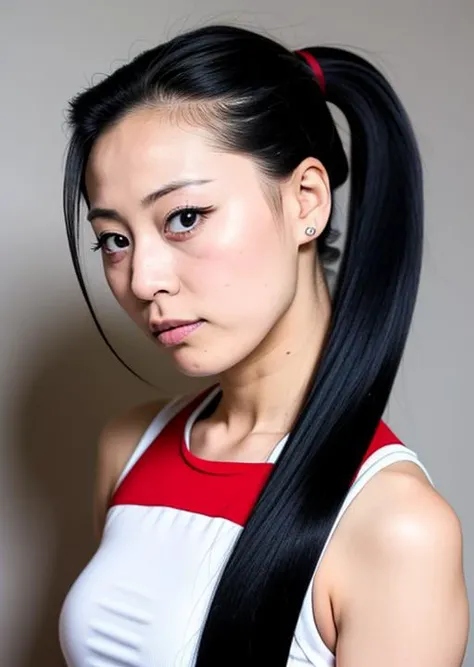photo of momo yaoyorozu, japanese, momo_mha, ponytail , portrait, <lora:momoYaoyorozuMyHero_v10:0.7> real, proffesional photography