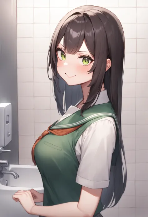 1girl, <lora:sdxl2-flat2-512b:-1>,medium breasts,school uniform,
doyagao, <lora:doyagao_XL_v1:1>
from side, portrait, looking at viewer, public lavatory,
best quality, very aesthetic, absurdres