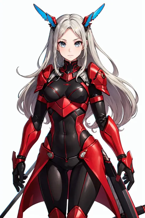 <lora:adjatha:0.9> adjatha,, ultra detailed, masterpiece, best quality, aesthetic, detailed,, serious, 1girl, (white eyes:1.1), (grey eyes:1.3), white hair, very long hair, parted hair, parted bangs, <lora:parted_hair_v1.3:1.3>, medium breasts,, valkyrie, (bodysuit:1.1), pink wing hair ornament, grey armored skirt, black bodysuit, armor, gauntlets, pink breastplate, greaves, armored dress, pink hues,