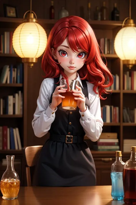 1girl, blurry, blurry background, blurry foreground, bokeh, bookshelf, bottle, lights, depth of field, drinking glass, lantern, red eyes, red hair, solo, indoors,
masterpiece, best quality, <lora:adjatha:0.7> adjatha<lora:add_sharpness:1><lora:add_sharpness:1><lora:add_sharpness:1><lora:add_sharpness:1>