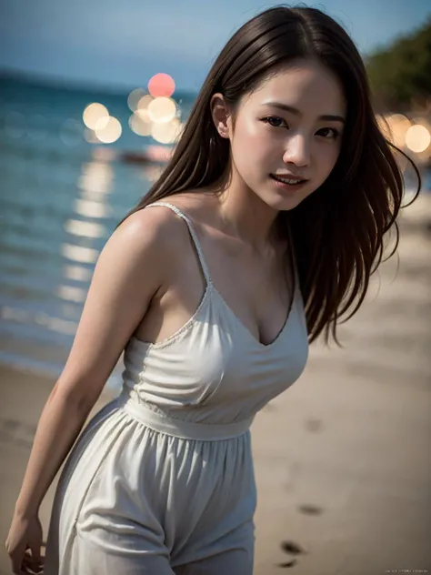 (best quality, masterpiece:1.2),ultra detailed,(photo realistic:1.4),ultimate_beautiful_girl, <lora:UltimateBeautifulGirl_v2:0.6>,blurry_light_background, <lora:BlurryLight_v1:0.6>,(night beach,illumination:1.1),lite smile,