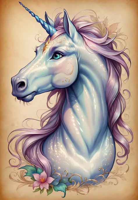 <lora:CuteCombine1:1> VCuteStyle, highly detailed portrait of a magical dragon unicorn, concept art, illustration, parchment paper, fairytale creature