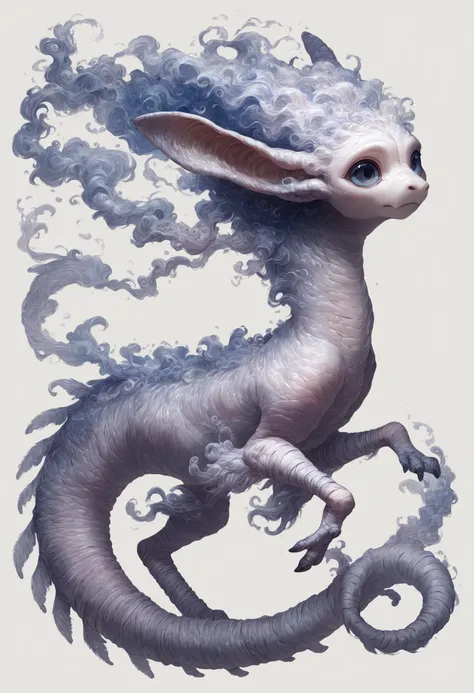 DonM41r3l3XL small enchanted amorphous classic ethereal creature, padded appendages, trifurcated-tailed, tufted-tailed, transparent skin, webbed ears, ,score_9, score_8_up, score_7_up, score_6_up, score_5_up, rating_safe <lora:DonM41r3l3XL-pony:0.9>