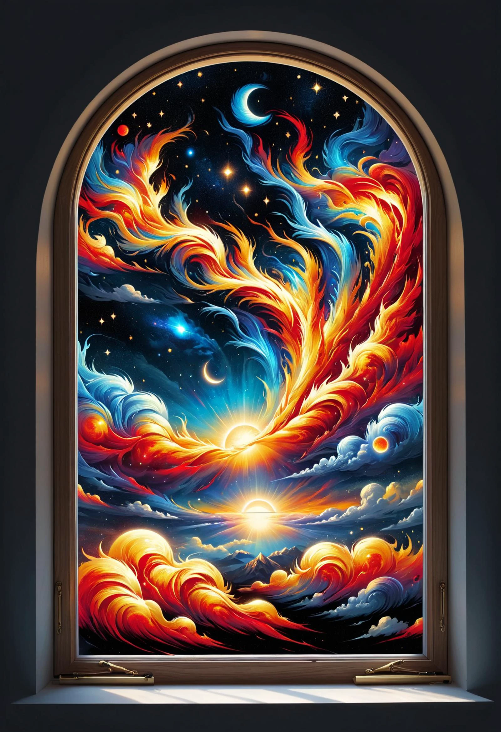 DonMF1r33l3XL celestial landscape sash window, <lora:DonMF1r33l3XL:1>
