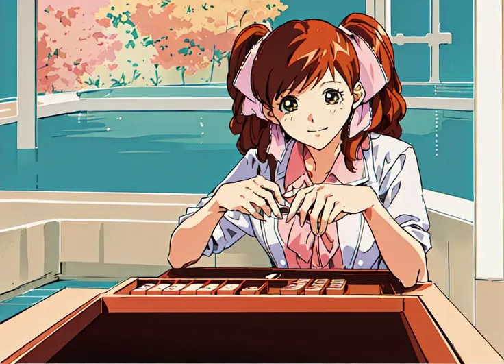 <lora:asahina_v1:0.8>,asahina,masterpiece,best quality,super fine illustration,play mahjong,
