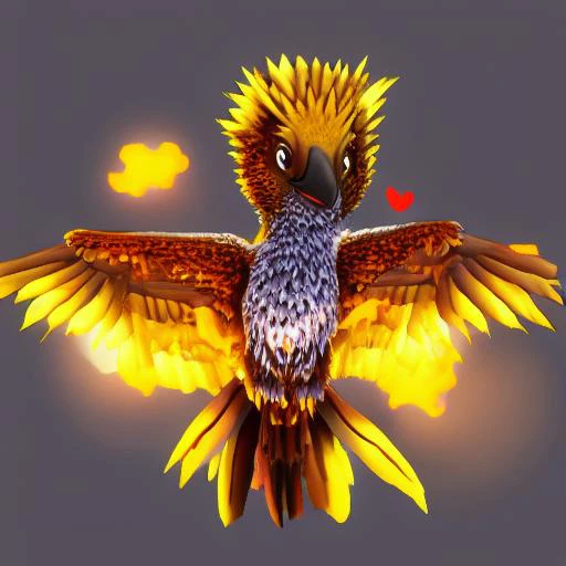 <lora:Phoenix-07:1>, chibi, small, fire, bird, phoenix, flying, spread wings, looking at viewer, flat colors, cartoon, vector art, white background, empty background, telegram sticker