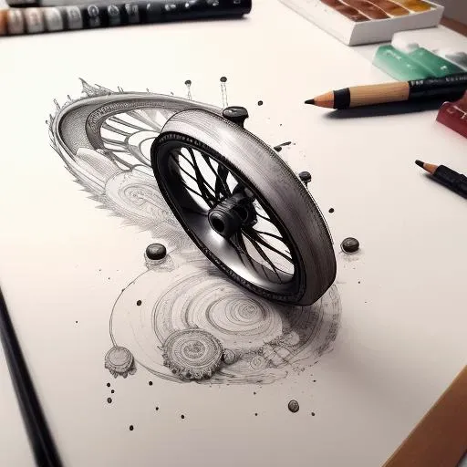 inksketch,(masterpiece:1.5), (best quality:1.5),ink sketch,1man, wheel