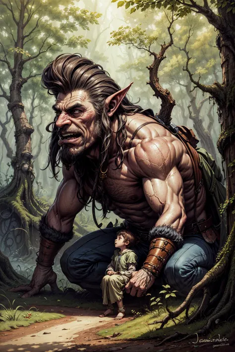 1 troll, big head, big nose, fantasy, forest
(digital painting by Jean-Baptiste Monge)
<lora:add_detail:1> <lora:epiNoiseoffset_v2:1>
