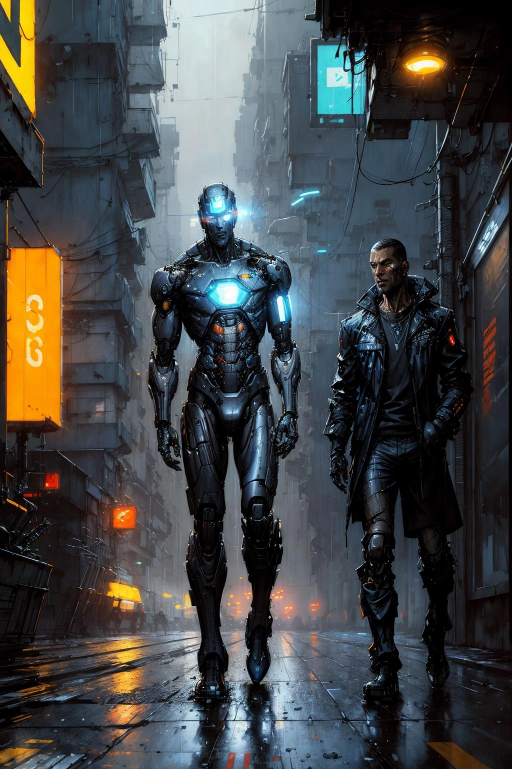 1robot, cyborg, raining, neon light,
(by Andre Kohn John Berkey) cyberpunk
<lora:add_detail:1>