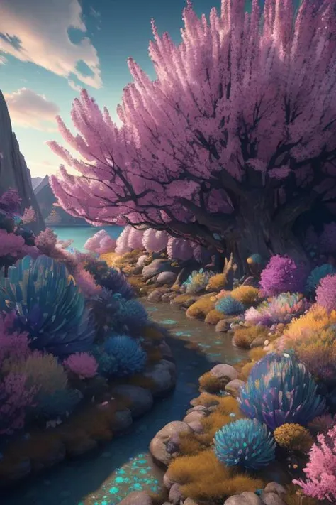 (low contrast ), colorfantasystyle <lora:color_model:0.75> masterpiece, best quality, high quality, extremely detailed CG unity 8k wallpaper, scenery, outdoors, sky, cloud, day, no humans, mountain, landscape, water, tree, blue sky, waterfall, cliff, nature, lake, river, cloudy sky,award winning photography, Bokeh, Depth of Field, HDR, bloom, Chromatic Aberration ,Photorealistic,extremely detailed, trending on artstation, trending on CGsociety, Intricate, High Detail, dramatic, art by midjourney
