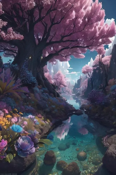 (low contrast ), colorfantasystyle  <lora:color_model:0.75> masterpiece, best quality, high quality, extremely detailed CG unity 8k wallpaper, scenery, outdoors, sky, cloud, day, no humans, mountain, landscape, water, tree, blue sky, waterfall, cliff, nature, lake, river, cloudy sky,award winning photography, Bokeh, Depth of Field, HDR, bloom, Chromatic Aberration ,Photorealistic,extremely detailed, trending on artstation, trending on CGsociety, Intricate, High Detail, dramatic, art by midjourney