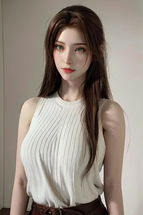 <lora:MIAOKA_Aerith:0.65>,aerith gainsborough , (cute girl), (pale skin:1.2), (beautiful, 22 years old:1.7), slim, (sleeveless sweater), micro miniskirt, thigh highs, hairband, detail ruin slum, makeup, bare shoulders, (full body:1.2), soft light ,
perfect(face ,eyes , nose, hands , arms), detailed fingers, extremely detailed eyes and face, beautiful detailed nose, beautiful detailed eyes, K-pop idol vibes, (RAW photo, best quality), (realistic, photo-realistic:2.0), extremely detailed, CG, unity , 8k wallpaper, Amazing, finely detail, (masterpiece:2.0, best quality), realistic, (real picture, intricate details, depth of field), soft light, beautiful detailed girl, (huge breasts:1.1), wide hips, small waist, glossy pink lips, green eyes, (((long hair:1.2), (brown hair), floating hair)), elegant ,slender figure, dynamic posture,  <lora:NaturalLargeBreasts:0.7>,