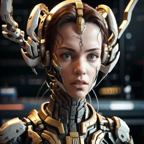 White armor robot,(highly details:1.5),unreal engine,3d render,film photograhpy, complex 3d render ultra detailed of a beautiful porcelain profile boy android face, (cyborg:1.3), robotic parts, 150 mm, beautiful studio soft light, rim light, vibrant details, luxurious cyberpunk, lace, hyperrealistic, anatomical, facial muscles, cable electric wires, microchip, elegant, beautiful background, octane render, H. R. Giger style, 8k, best quality, masterpiece, illustration, an extremely delicate and beautiful, extremely detailed ,CG ,unity ,wallpaper, (realistic, photo-realistic:1.37),Amazing, finely detail, masterpiece,best quality,official art, extremely detailed CG unity 8k wallpaper, absurdres, incredibly absurdres, robot, silver halmet, full body, sitting,
