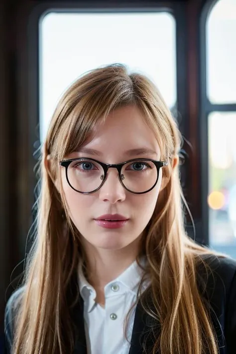 photo of a 18 yo model,blonde long hair with side ponytail, wearing business suit, wearing big glasses, standing in the street,makeup,freckles,
best quality, realistic, photorealistic, (intricate details:1.2), (delicate detailed), (cinematic light, best quality Backlights), clear line, sharp focus, realistic face, detailed face
unity 8k wallpaper, ultra high res, (photorealistic:1.4), looking at viewer, <lora:ellaFreyaLora_v10:0.9>