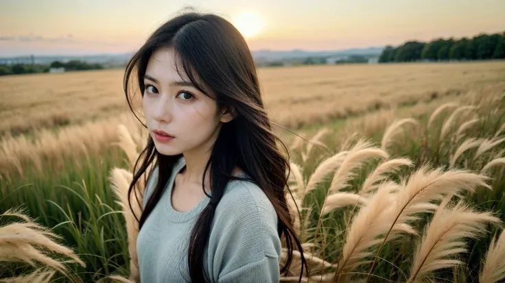 best quality,
1girl,selfie,
wind blows on the dense grassland, dense grass, tall grass, field