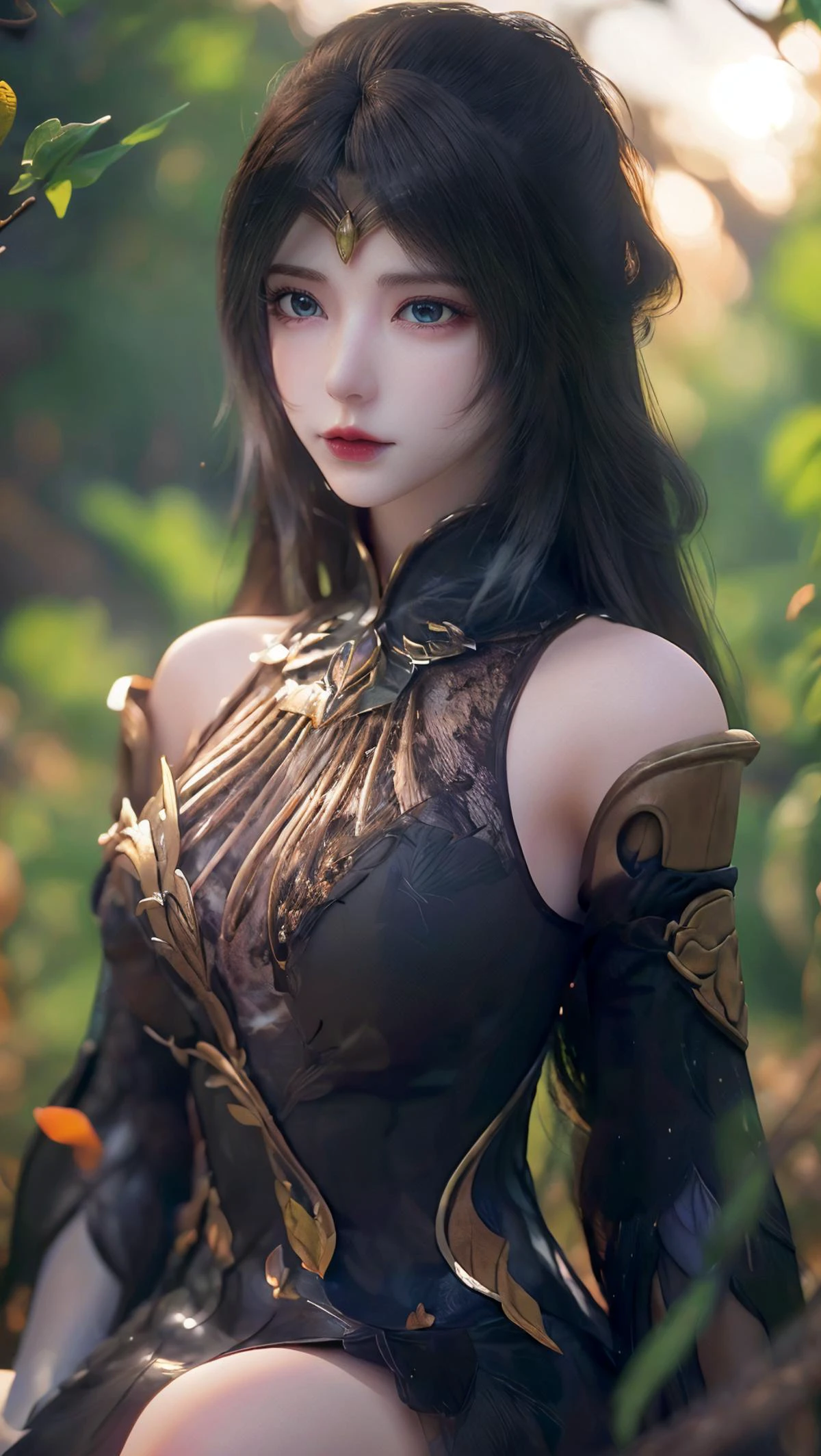 <lora:monv:1>,monv,<lora:bg_imgs-10:0.6>,bg_imgs,portrait,wallpaper,colorful,highres,absurdres,huge filesize,fantasy,foreshortening,black dress,(detailed light) , feather, leaves, nature, (sunlight), river, (forest),(bloom),, best quality , masterpiece, illustration, an extremely delicate and beautiful, extremely detailed ,CG,unity,8k wallpaper, Amazing, finely detail, masterpiece, best quality,official art,extremely detailed CG unity 8k wallpaper,absurdres, incredibly absurdres, huge filesize , ultra-detailed, highres, extremely detailed,beautiful detailed girl, extremely detailed eyes and face, beautiful detailed eyes,light on face,