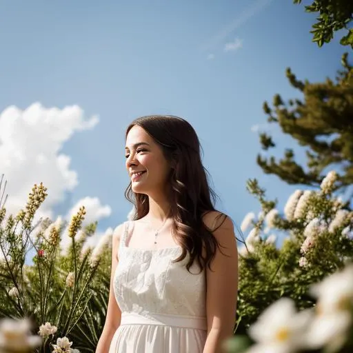 1girl, smiley face, white flax dress, wind, looking away, (flared hemlines),
detailed background filled with (many:1.1) (colorful:1.1) (flowers):1.1, (quality:1.1), (photorealistic:1.1), (resolution:1.1), (sharpness:1.1), (cinematic lighting), depth of field,
Canan EOS R6, 135mm, 1/1250s, f/2.8, ISO 400,