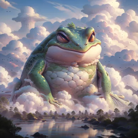 highest quality, detailed background,
<lora:Sacred_beast:1> BJ_Sacred_beast, cloud, sky, no_humans, scenery,
gofly picture of a cute and adorable (frog),
